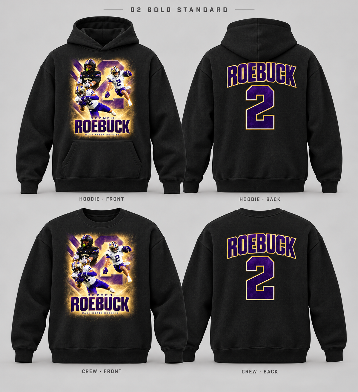 02 Gold Standard Black Heavyweight Fleece front and back mockup