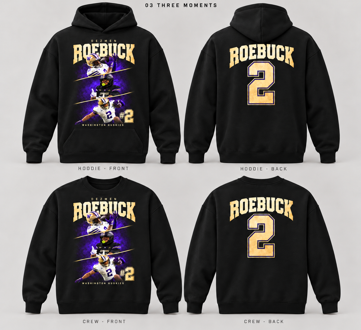 03 Three Moments Black Heavyweight Fleece front and back mockup
