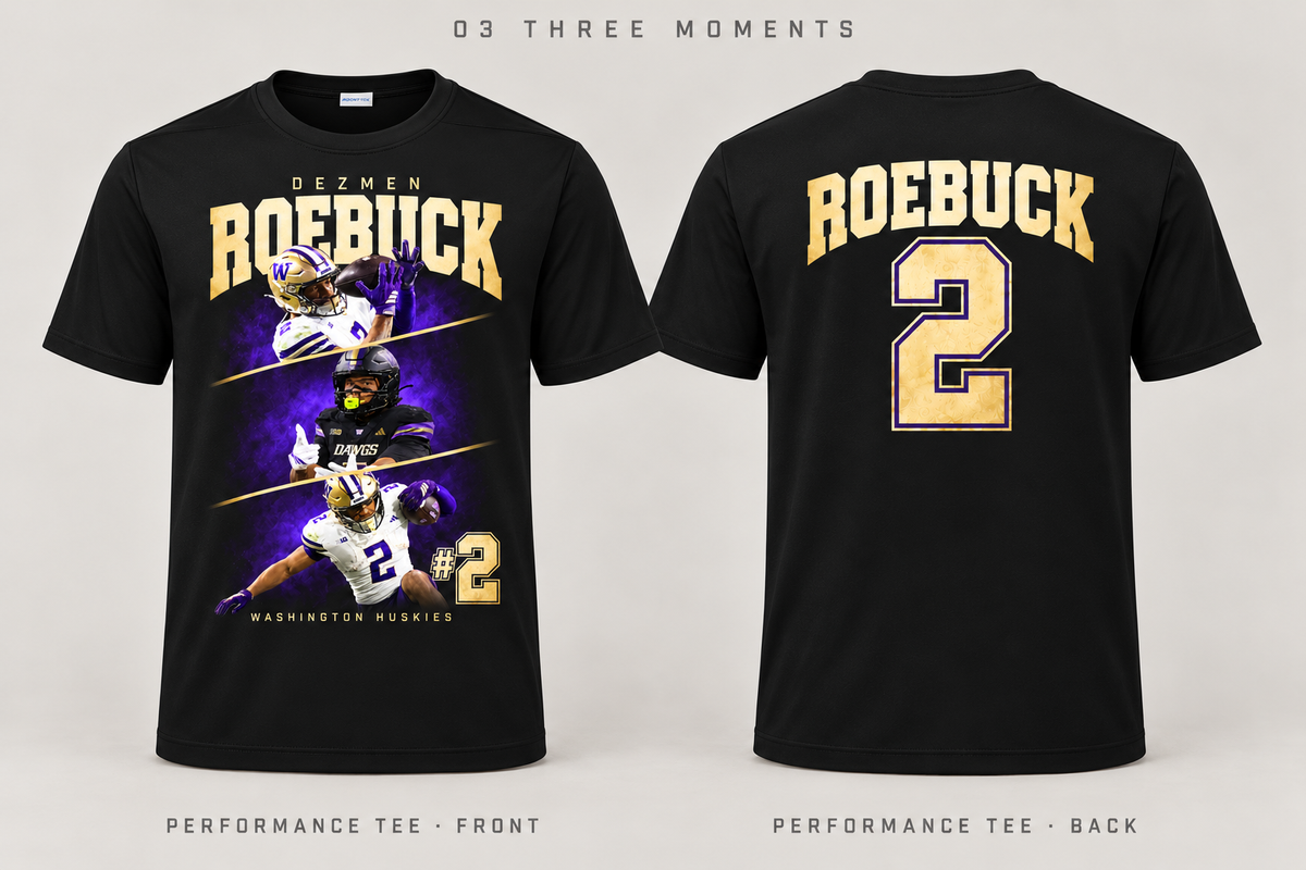 03 Three Moments Black Performance Tee front and back mockup
