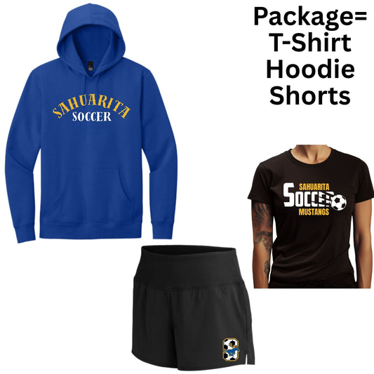 Sahuarita Mustangs Soccer Womens 2025 Package = Hoodie, T-Shirt, and Shorts