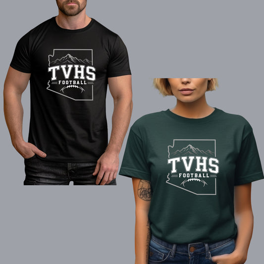 TVHS Football T-shirt Short & Long sleeve Cotton or Dri-Fit Design #1 Unisex or Women's