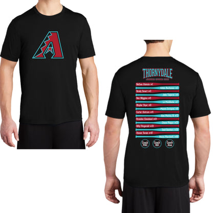 Thornydale Little League Juniors Baseball Diamondbacks Youth or Unisex Adult Dri Fit Black Tee