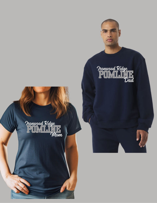 Ironwood Ridge Pomline Custom Mom, Dad, etc Bella Canvas Women's or Unisex T-shirt, Tanktop, Crewneck Sweatshirt, or Hoodie in Navy