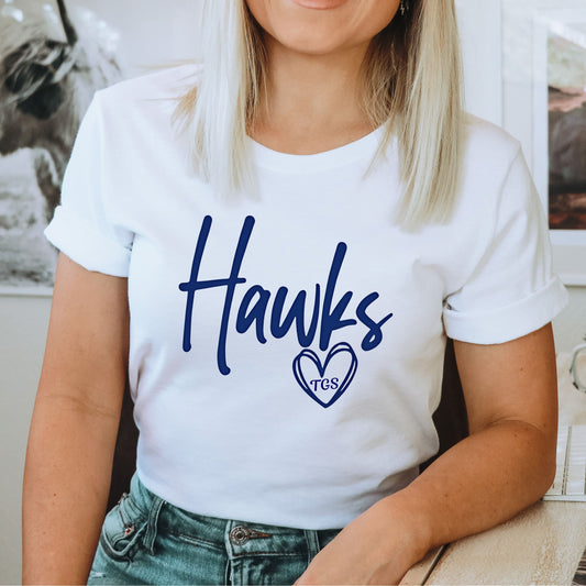 The Gregory School Hawks Heart Cotton Comfort Colors Youth, or Adult Cotton T-shirt