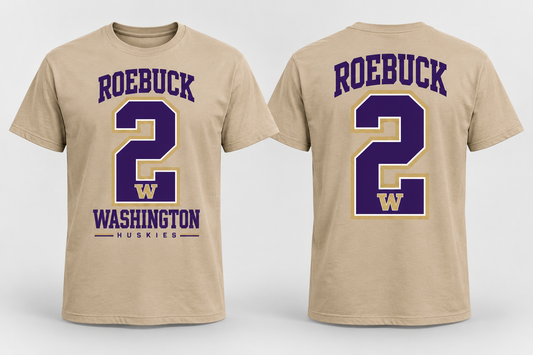 Roebuck 11 Classic Jersey - Desert Tan & Griege cotton tee front and back mockup