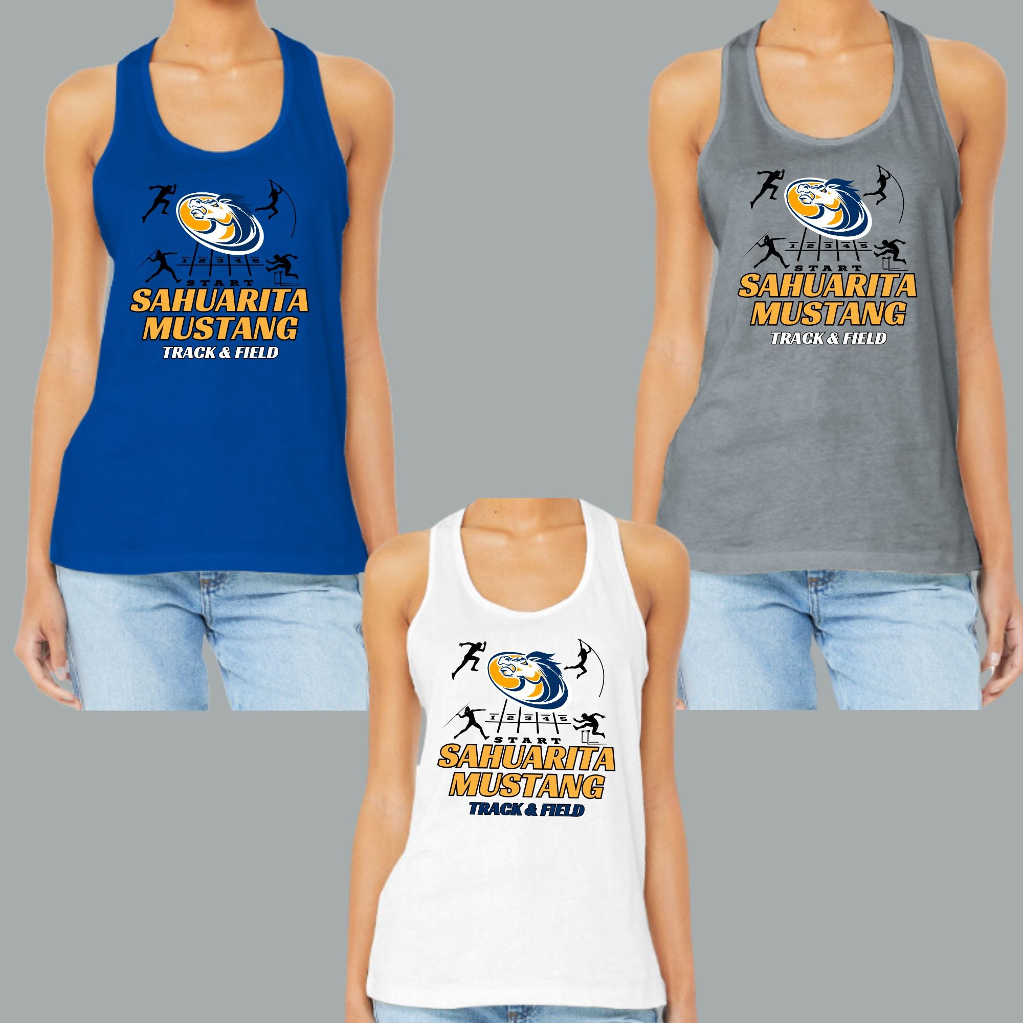 Sahuarita Mustangs Track & Field Cotton Racerback Women's Tank Top Bel ...