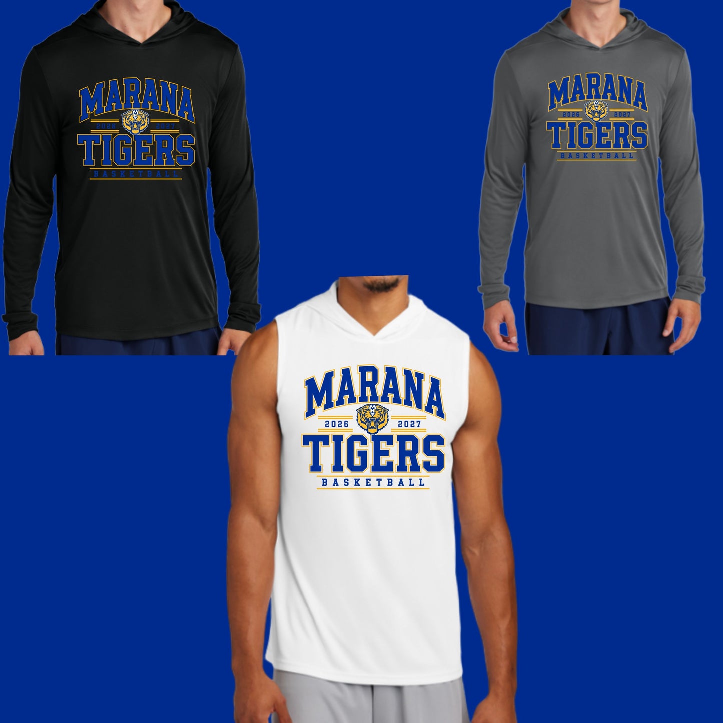 Marana Tigers Basketball Unisex Dri-Fit Longleeve or Sleeveless Hooded T-shirt Design #2