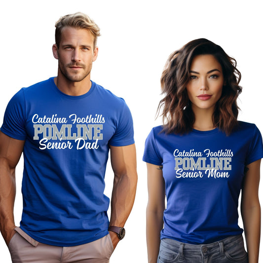 Catalina Foothills Pomline Custom Senior Mom or Dad, etc and name on back Bella Canvas Women's or Unisex T-shirt, Tanktop, Crewneck Sweatshirt, or Hoodie in Black or Blue