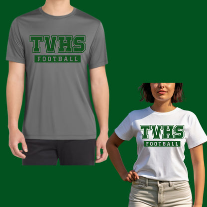 TVHS Football T-shirt Short & Long sleeve Cotton or Dri-Fit Design #3 Unisex or Women's