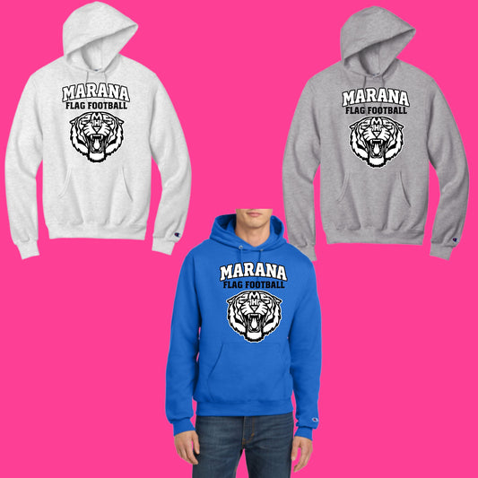 Marana Tigers Flag Football Champion Hoodie or Crewneck Black Design