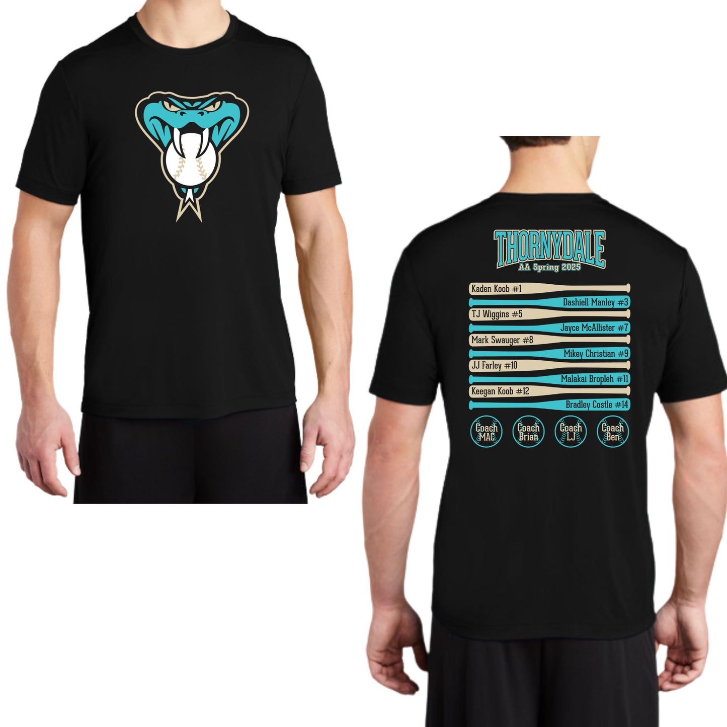 Thornydale Little League AA Baseball Diamondbacks Youth or Unisex Adult Dri Fit Black Tee