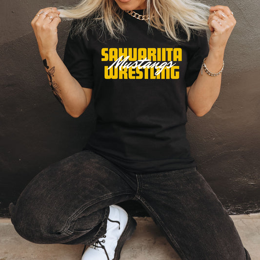 Sahuarita Mustangs Wrestling Design #1 Cotton or Sport-tek Drifit T-Shirt Unisex, Women's, & Youth Sizes