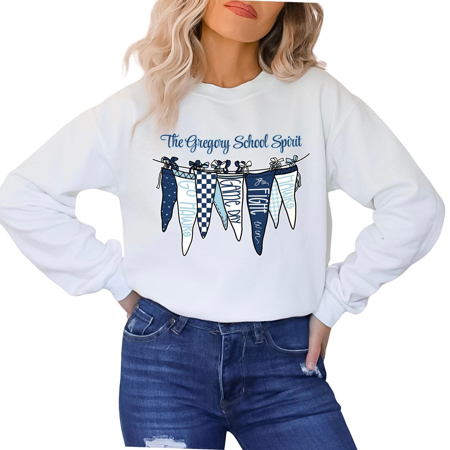 The Gregory School Bella Canvas School Spirit Oversized Crewneck Sweater 3 different design options