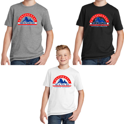 Continental Ranch Little League Cotton T-shirt Youth, Women's, or Unisex Full Chest Logo