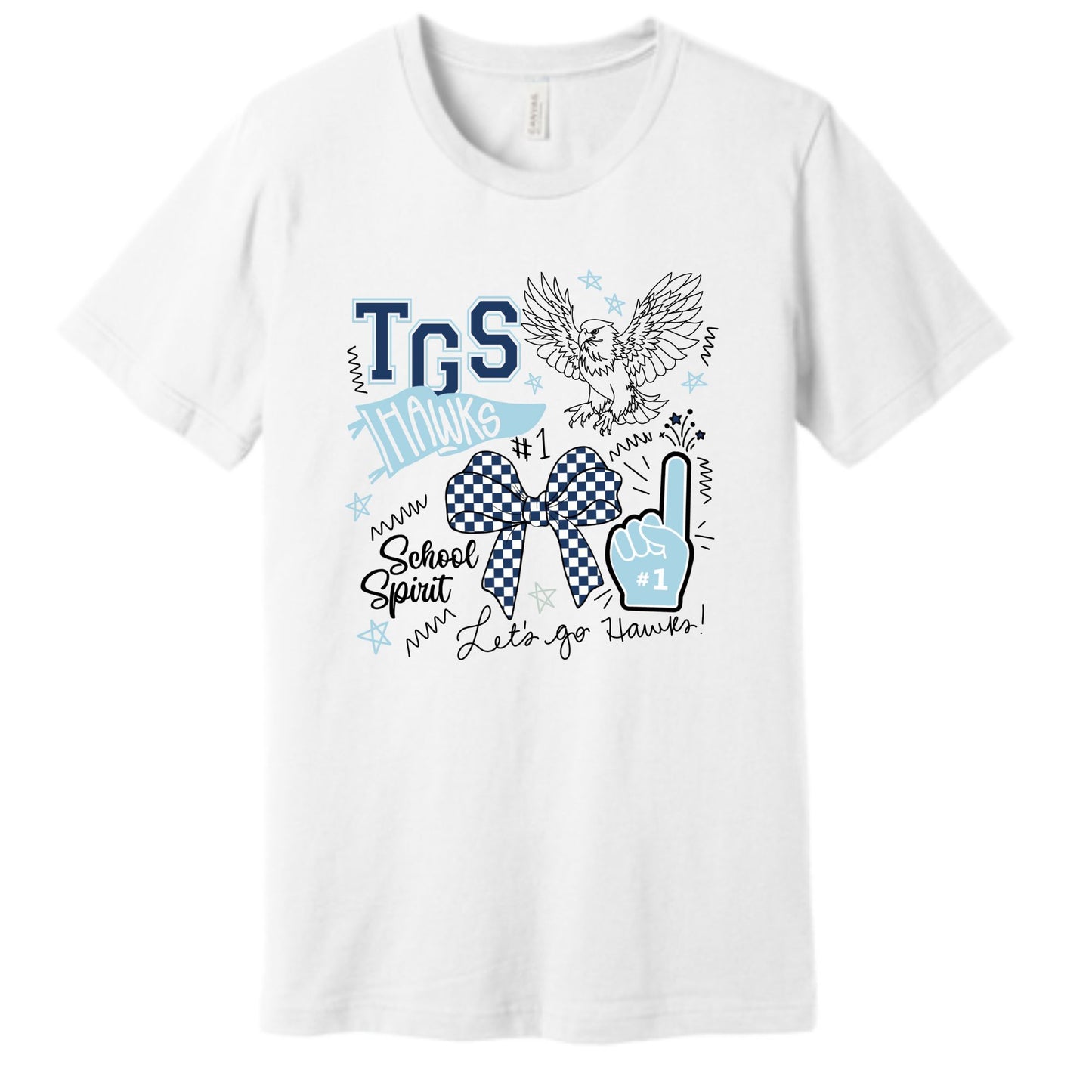 The Gregory School Bella Canvas Hawks Pride T-Shirt Youth, Women's, Unisex Adult Sizes