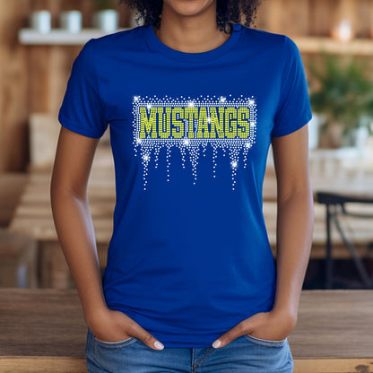Sahuarita Mustangs 2025 Football Cotton T-Shirt Short Sleeve Unisex or Women's Rhinestone Drip