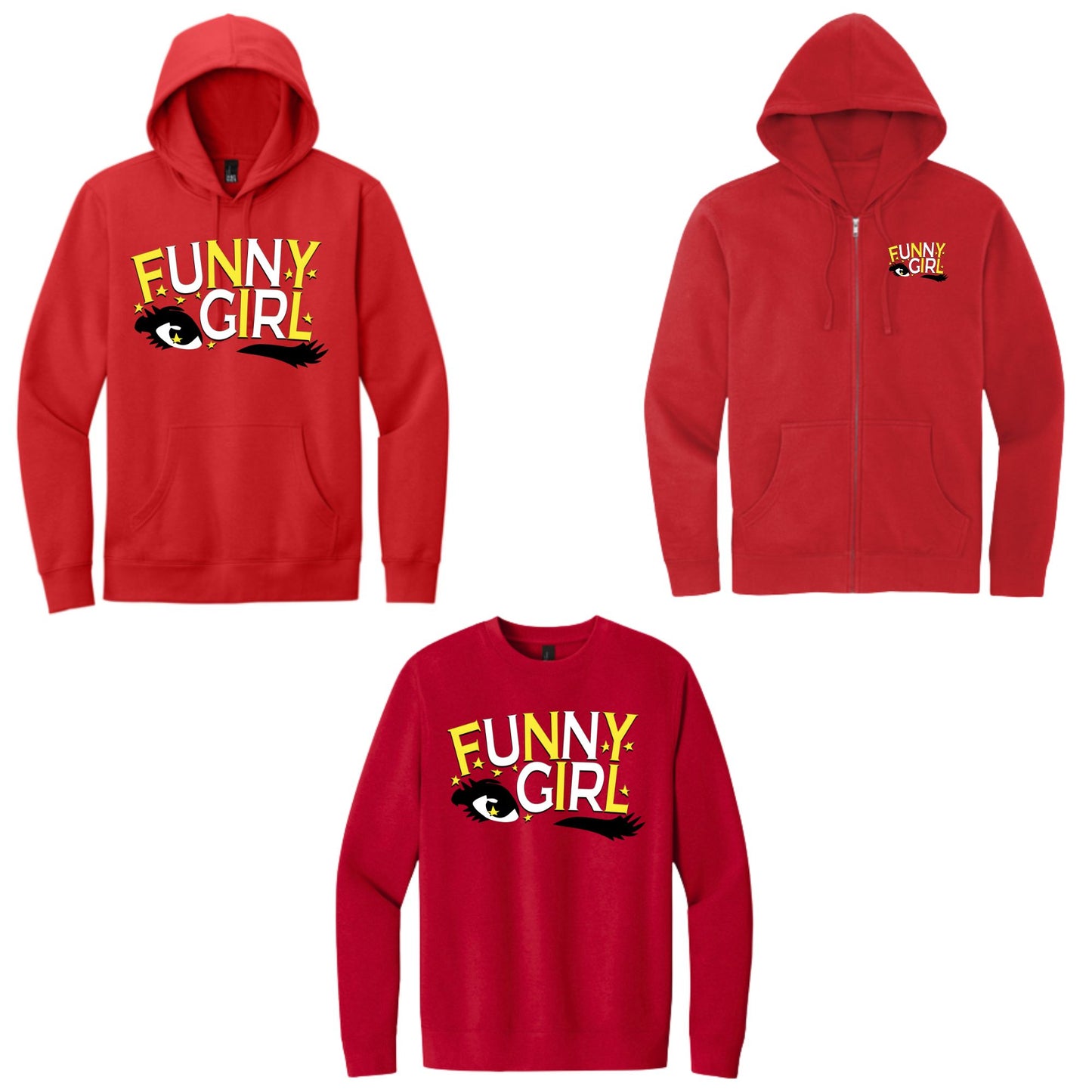 Arts Express Funny Girl Crewneck Sweatshirt, Hooded Sweatshirt, or Zip up Hooded Sweatshirt Unisex Full Front Design or Left Chest