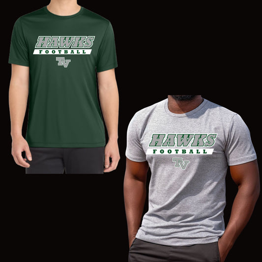 TVHS Football T-shirt Short & Long sleeve Cotton or Dri-Fit Design #4 Unisex or Women's