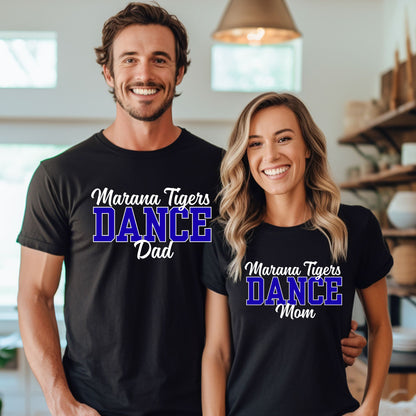 Marana Tigers Dance Custom Mom, Dad, Senior parent Custom Black T-Shirt with Dancer name on back.