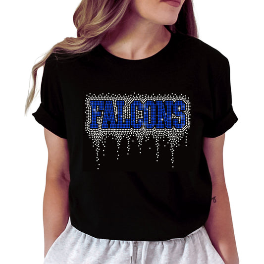 Catalina Foothills Pomline Rhinestone Varsity Font Bling Hoodie, Crewneck, Women's or Unisex T-Shirt in Blue or Black