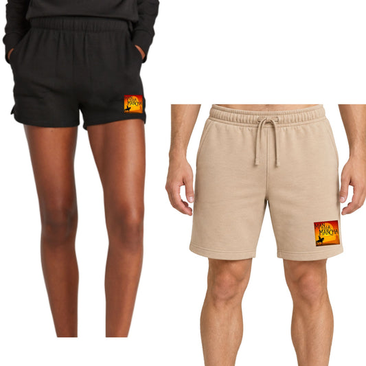 Arts Express Man of La Mancha Fleece Shorts Women's Black or Men's Tan