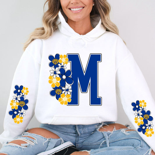 Marana Tigers Soccer Floral M Design Hoodie or Crewneck in Blue or Black
