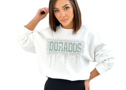CDO Cheer Rhinestone Varsity Font Bling Hoodie, Crewneck, Women's or Unisex T-Shirt in Green, Black, or white