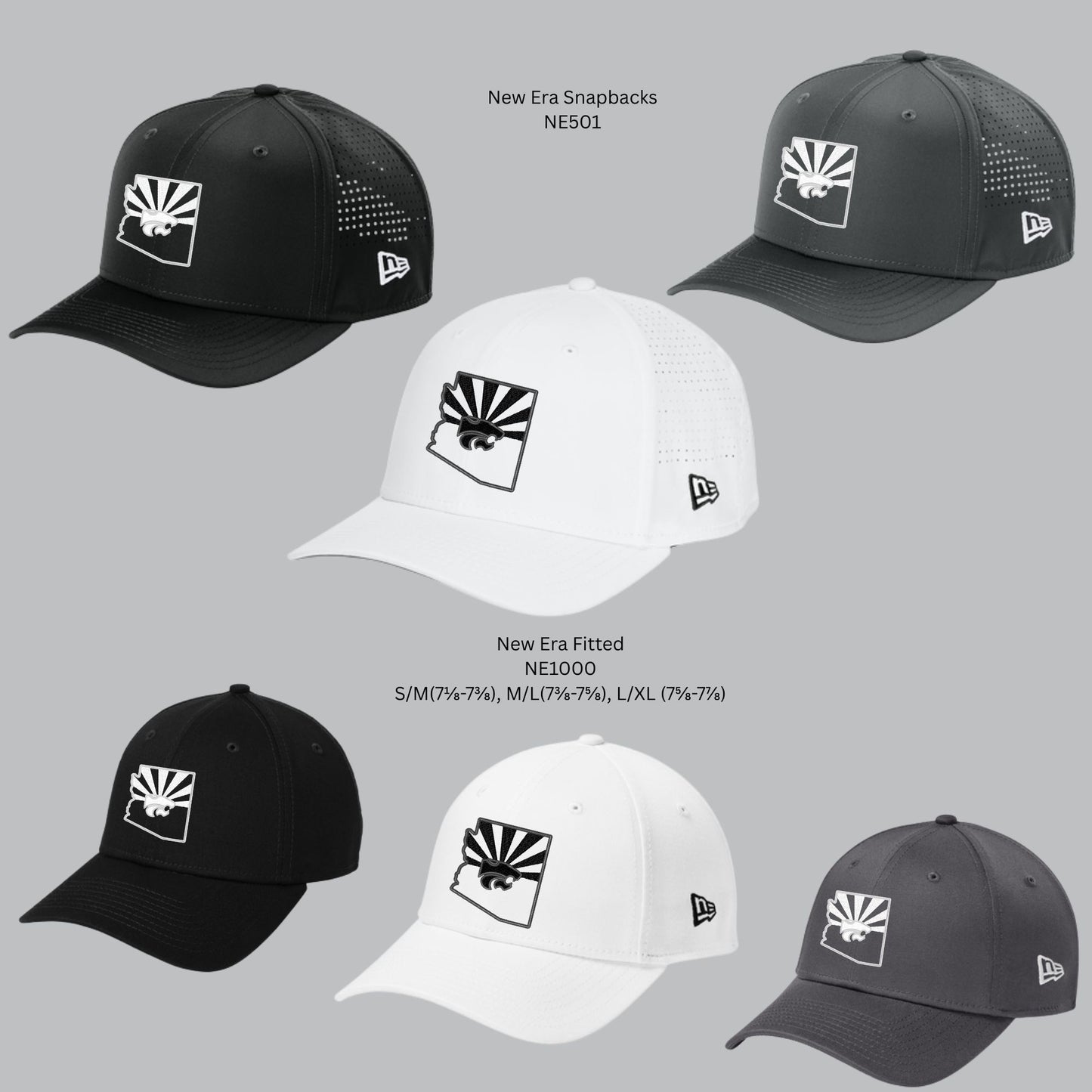 Mountain View Embroidered AZ Outline New Era Snapback or Flexfit Hat