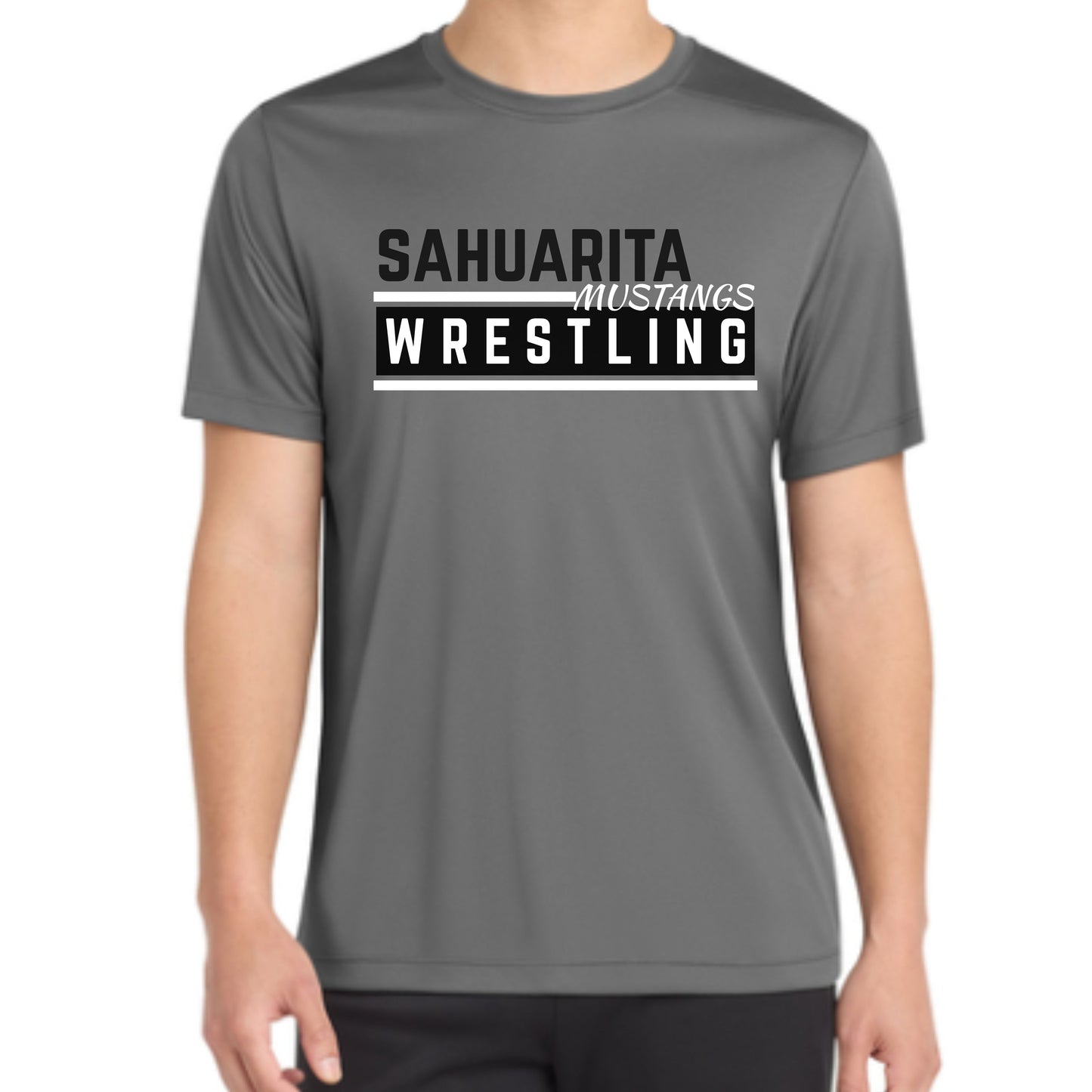 Sahuarita Mustangs Wrestling Design #3 Cotton or Sport-tek Drifit T-Shirt Unisex, Women's, & Youth Sizes