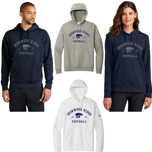 Ironwood Ridge Football Embroidered Nike or District Unisex Crewneck or Hoodie Sweatshirt