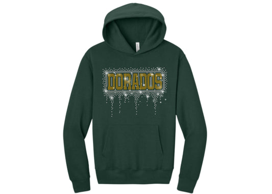 CDO Pomline Rhinestone Varsity Font Bling Hoodie, Crewneck, Women's or Unisex T-Shirt in Green, Black, or white