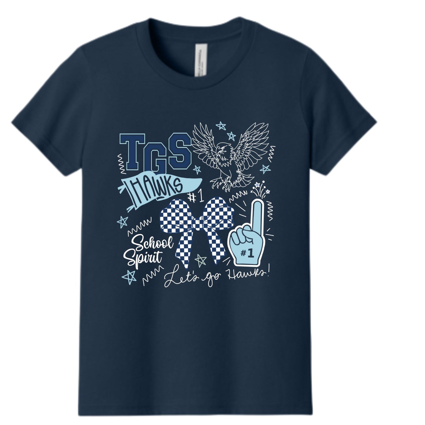 The Gregory School Bella Canvas Hawks Pride T-Shirt Youth, Women's, Unisex Adult Sizes