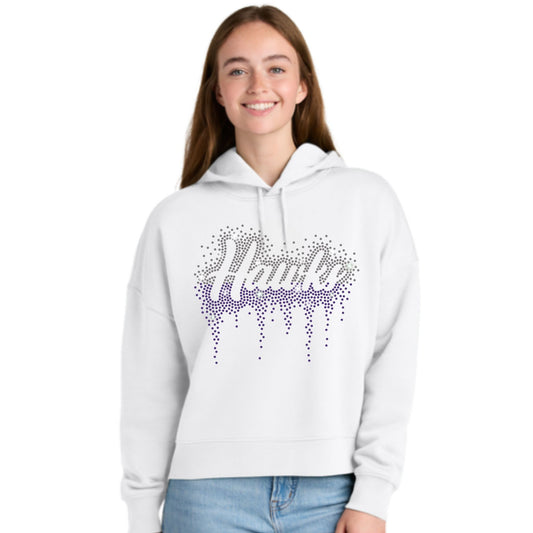 The Gregory School HAWKS Rhinestone Hoodie, Crewneck, Women's Cropped Hoodie, or T-Shirt