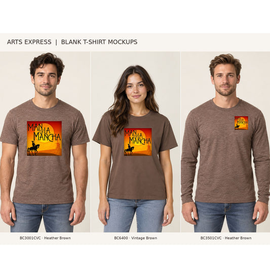 Arts Express Man of La Mancha Bella Canvas Cotton Women's or Unisex T-shirt Front and Back Design