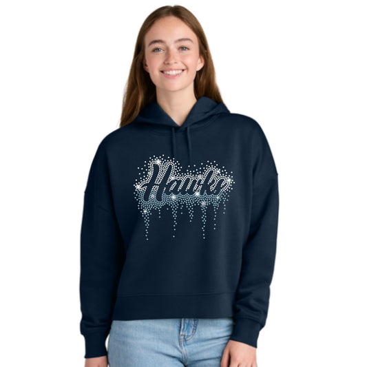 The Gregory School HAWKS Rhinestone Hoodie, Crewneck, Women's Cropped Hoodie, or T-Shirt