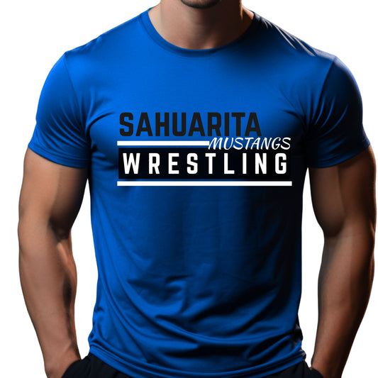 Sahuarita Mustangs Wrestling Design #3 Cotton or Sport-tek Drifit T-Shirt Unisex, Women's, & Youth Sizes
