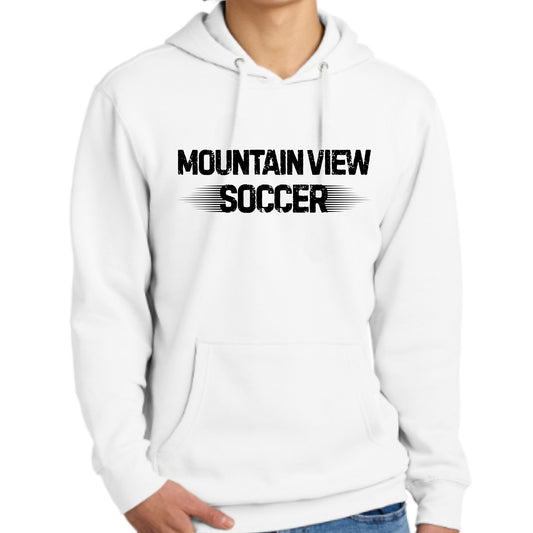 Mountain View Soccer Design #2 Unisex Crewneck or Hoodie Sweatshirt Black, White, Grey