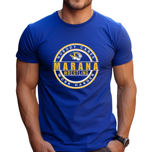 Marana Tigers Wrestling Design #5 Next Level Super Soft Cotton T-Shirt or Dri-Fit Performance T-shirt Unisex and Youth Blue, Grey, & Black