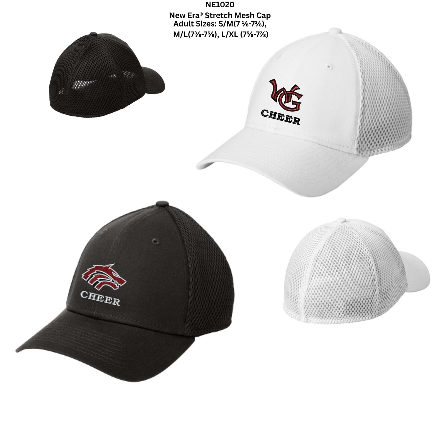 Walden Grove Cheerleading Embroidered New Era Flexfit Ballcap in Black or White