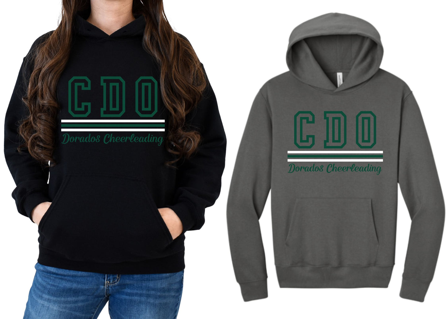 Canyon Del Oro Dorados Cheer #3 Design Bella Canvas Hoodie or Crewneck Sweatshirts Black, White, or Grey