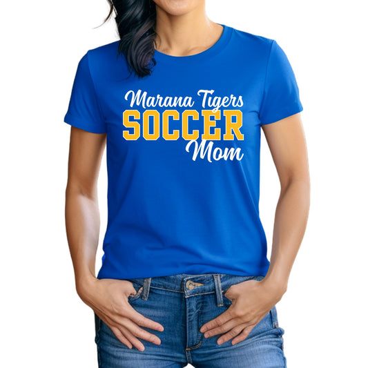 Marana Tigers Soccer Custom Mom or Dad, etc Or Senior Mom or Dad and name on back Bella Canvas Women's or Unisex T-shirt, Crewneck Sweatshirt, or Hoodie