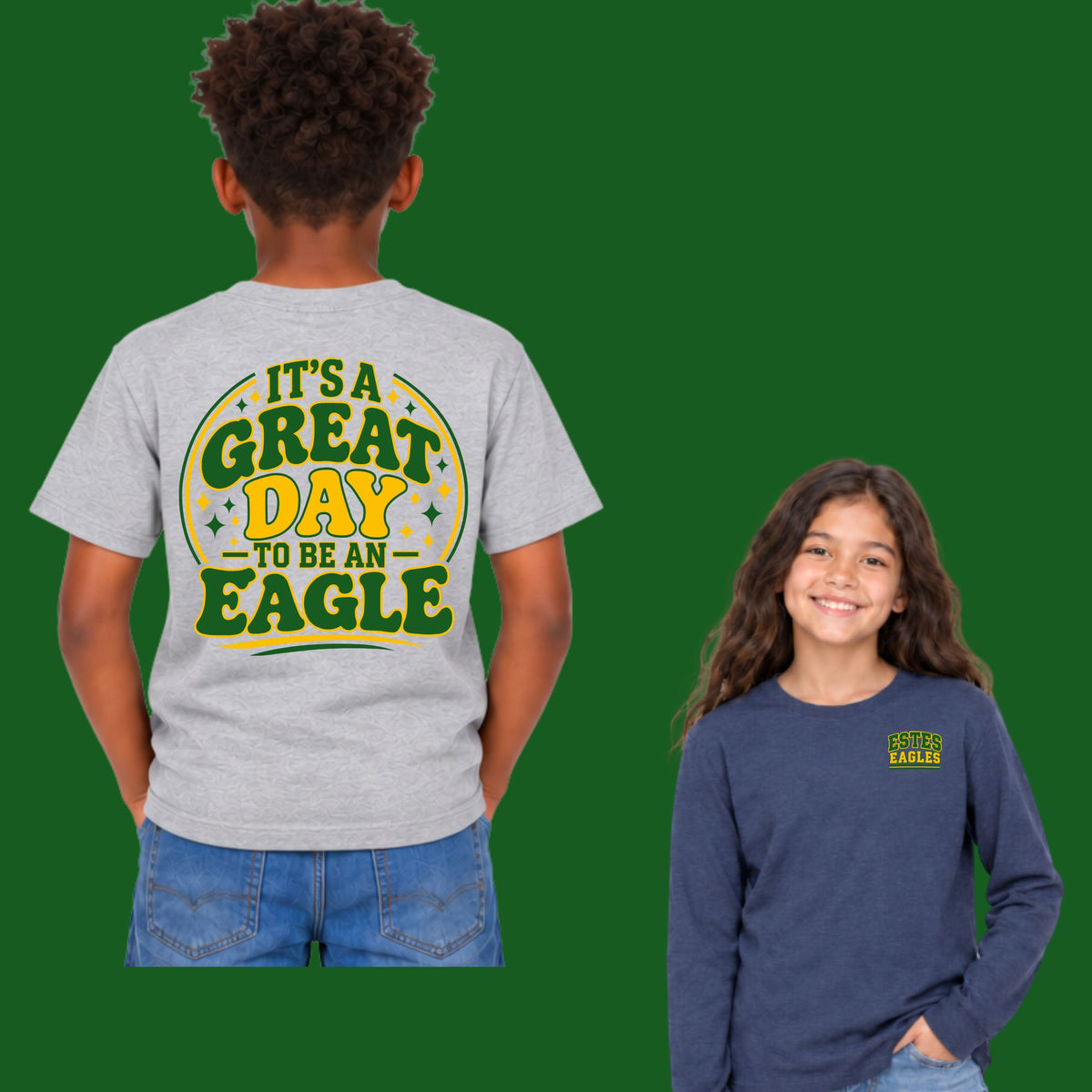 ESTES ELEMENTARY Design #1 Cotton Short or Longsleeve T-Shirt Grey, Navy or Black