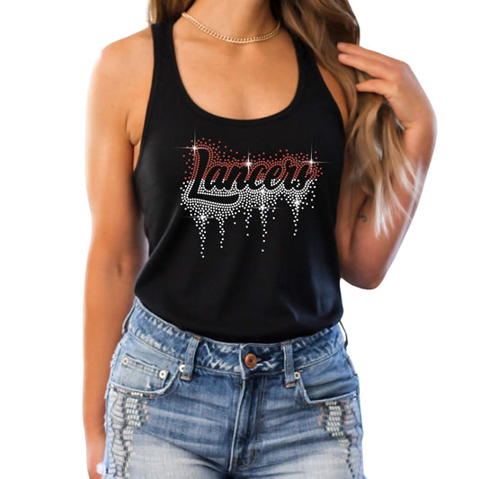 Salpointe Lancers Rhinestone Cursive Font Bling Hoodie, Crewneck, Women's or Unisex T-Shirt Maroon or Black