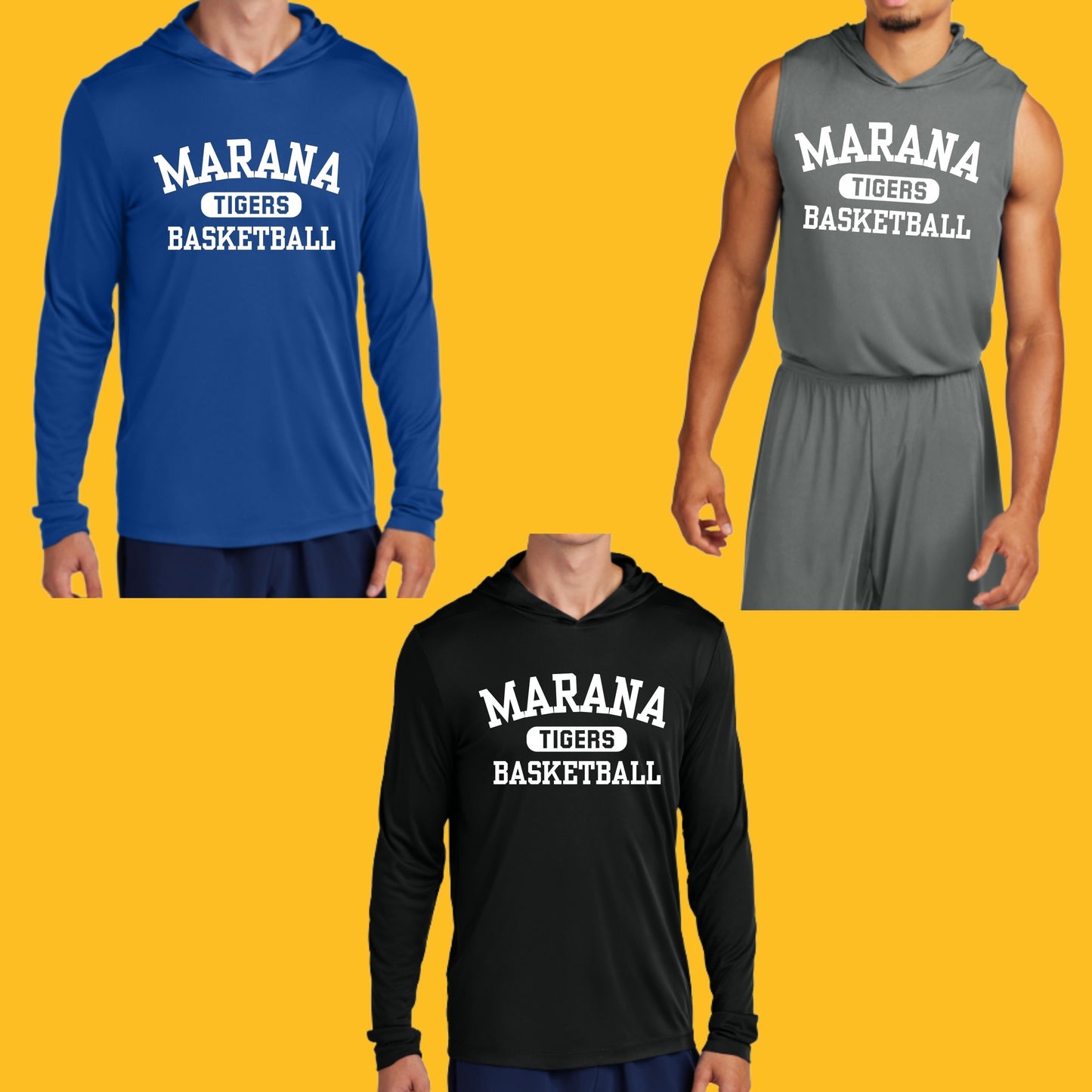 Marana Tigers Basketball Unisex Dri-Fit Longleeve or Sleeveless Hooded T-shirt Design #3