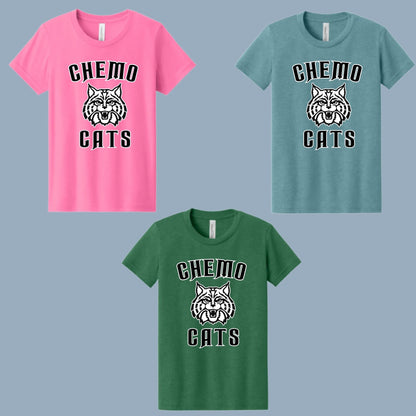 CHEMO CATS DESIGN #1 Bella Canvas UNISEX T-Shirt, different color options to choose from in dropdowns