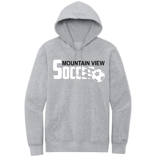 Mountain View Soccer Design #4 Unisex Crewneck or Hoodie Sweatshirt Black or Grey