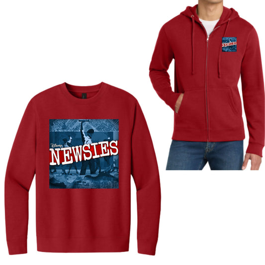Arts Express NEWSIES Crewneck Sweatshirt, Hooded Sweatshirt, or Zip Up Hoodie Unisex Full Front Design or Left Chest