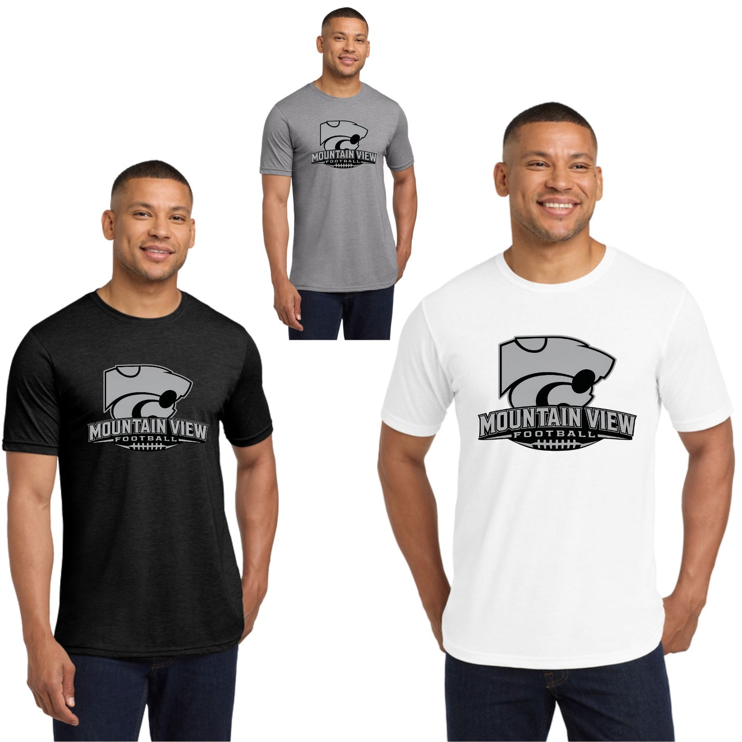 Mountain View Football T-shirt Short & Long sleeve Cotton or Dri-Fit Design #1 Unisex or Women's