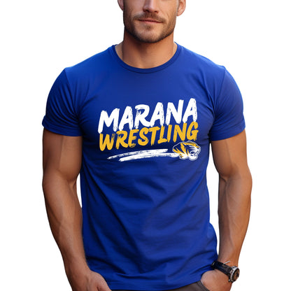 Marana Tigers Wrestling Design #1 Next Level Super Soft Cotton T-Shirt or Dri-Fit Performance T-shirt Unisex and Youth Blue, Grey, & Black