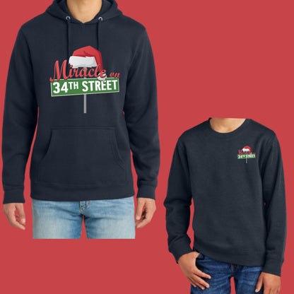 Arts Express Miracle on 34th Street Crewneck Sweatshirt, Hooded Sweatshirt, or Zip up Hooded Jacket Youth & Unisex Full Front Design or Left Chest